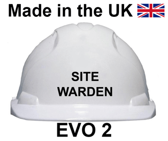 picture of JSP - EVO2 Safety Helmet - SITE WARDEN Printed on Front in Black - [JS-AJE030-000-100-SW]