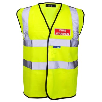 Picture of Retroreflective Fire Warden Printed Front and Back - Yellow Hi-Vis Vest - ST-35241-FW