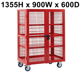 picture of QMP Boxwell Trolley With Doors - Red - Steel - 1355H x 900W x 600D - [QM-XD139060MRXX] - (LP)