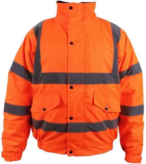 picture of JSP Hi Vis Storm Orange Bomber With Quilted Padding And Foldaway Hood - JS-F-HVBJ2-OR - (DISC-W)