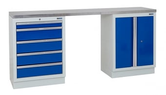 picture of BiGDUG 2041mm Wide Workbench - 5 Drawer Cabinet - 2 Door Cupboard - Stainless Worktop - [BDU-TGC401GBS] - (LP)