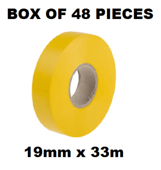 picture of BOX of 48 Rolls of Tape - Yellow Electrical PVC Tape - 19mm x 33m - Meets International Electrical Board Standards - [EM-5001-48-Y]