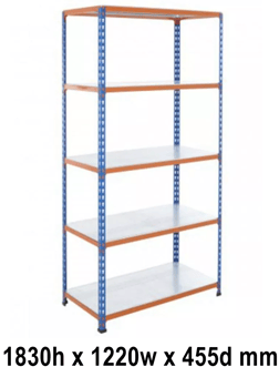 picture of BiGDUG BiG200 Shelving 5 Levels - Steel Shelves - 1830h x 1220w x 455d mm - 140kg UDL - [BDU-B21812045BOS]
