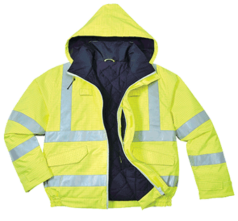 picture of Portwest - Bizflame Rain Hi-Vis Yellow Antistatic FR Bomber Jacket - PW-S773YER
