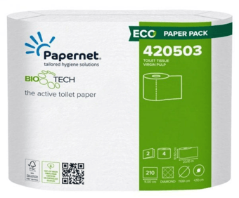 picture of Papernet Biodegradable White Toilet Paper - Pack of 4 Rolls - [GU-420503]