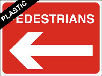 Picture of Temporary Traffic Signs - Pedestrians Arrow Left - 600 x 450Hmm - Non Reflective - Rigid Plastic - [IH-ZT13-RP] - (MP)