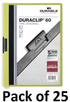 picture of Durable - DURACLIP® 60 Clip Folder - A4 - Green - Pack of 25 - [DL-220905]