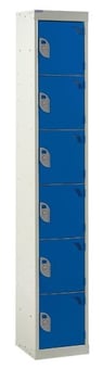 picture of QMP Tool Charging Locker - Solid Door - Standard Plug - 6 Compartment - Dark Blue - 1800H x 300W x 450D mm - [QM-BL1830456BSX]