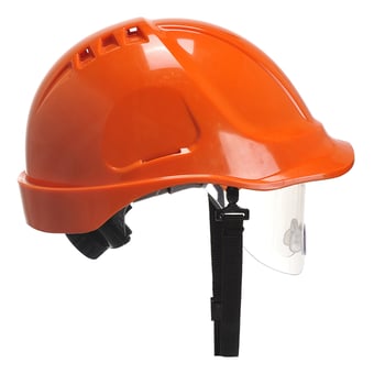 Picture of Portwest - PW55 Endurance Visor Red Safety Helmet - Anti - Scratch Coating - Anti - Fog Coating - [PW-PW55RER]