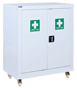 picture of QMP First Aid Mobile Cupboard - 1 Shelf - 1040H x 900W x 460D mm - [QM-CF109046ZWXX] - (LP)
