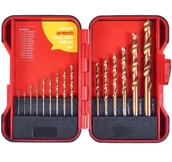 picture of Amtech 15 Piece Titanium Coated High Speed Steel Drill Bit Set - [DK-F1132]