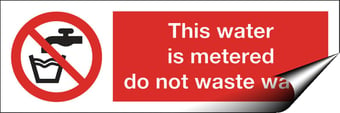 picture of Water Metered Do Not Waste Sign - 300 X 100Hmm - Self Adhesive Vinyl - [AS-PR97-SAV]