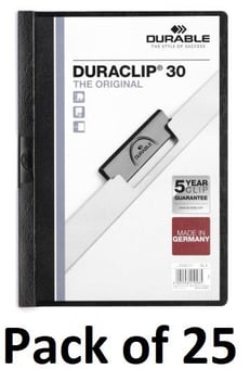 picture of Durable - DURACLIP® 30 Clip Folder - A4 - Black - Pack of 25 - [DL-220001]
