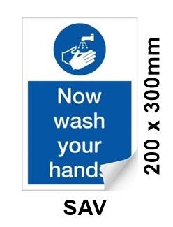 picture of Now Wash Your Hands Sign - 200 x 300Hmm - Self Adhesive Vinyl - [AS-HY13-SAV]