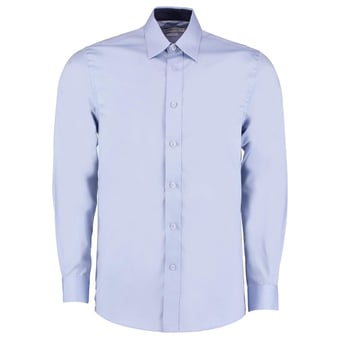 picture of Kustom Kit Men's Long Sleeve Contrast Premium Oxford Shirt - Light Blue / Navy - BT-KK189-BLUNVY - (DISC-X)