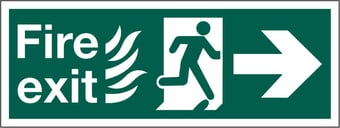 Picture of Fire Exit Pointing East Sign - Complies With Hospital Technical Memorandum 65 - 400 x 150Hmm - Rigid Plastic - [AS-HTM1-RP]