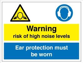 picture of Warning Noise Levels Ear Protection Sign - 400 X 300Hmm - Rigid Plastic - [AS-MA99-RP]