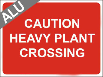 Picture of Temporary Traffic Signs - Caution Heavy Plant Crossing - Class 1 Ref BSEN 12899-1 2001 - 600 x 450Hmm - Reflective - 1mm Aluminium - [AS-ZT38-ALU]