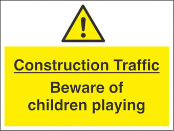 picture of Construction Traffic Children Playing Sign - 600 x 450Hmm - Rigid Plastic [AS-WA256-RP]