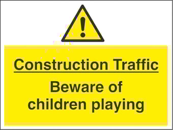 Picture of Construction Traffic Children Playing Sign - 600 x 450Hmm - Rigid Plastic [AS-WA256-RP]