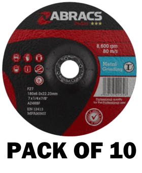 picture of Abracs Proflex 178mm x 6mm x 22mm DPC Metal Grinding Disc - A30S4BF Grade - Pack of 10 - [ABR-PF17860DM]