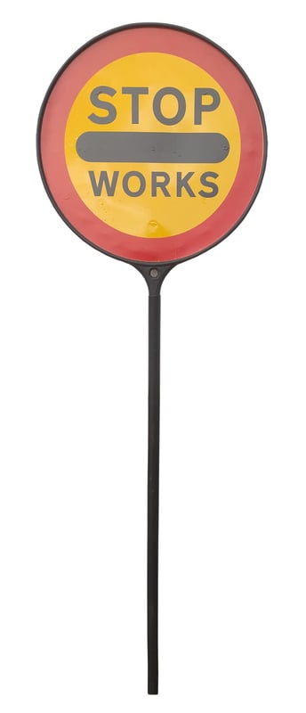 Sineway Stop/Works Lollipop Plastic Pole Plastic Sign - [TNN-TN