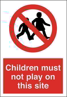 Picture of Children Not Play on Site Sign - 400 X 600Hmm - Duralite GRP - [AS-TUF03-DG]