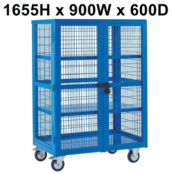 picture of QMP Boxwell Trolley With Doors - Dark Blue - Steel - 1655H x 900W x 600D - [QM-XD169060MBXX] - (LP)