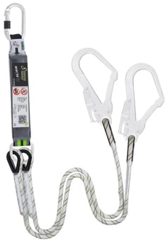 Picture of Kratos Forked Energy Absorbing Kernmantle Rope Lanyard - 2 Scaffold Hooks And Karabiner - 1.5 mtr - [KR-FA3060015]