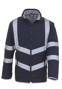 Picture of YOKO Hi-Vis Navy Blue Kensington Jacket With Fleece Lining - 340 GSM - YO-HVW706-NAVY - (LP)