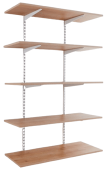 Picture of BiGDUG Office Wall Mounted Shelving Kit - 1600h x 1000w x 200d mm - 5 Oak Melamine Levels - [BDU-TSW1625OO]