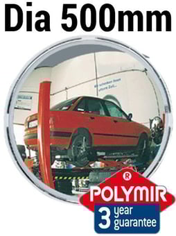 picture of ROUND MULTI-PURPOSE MIRROR - Polymir - Dia 500mm - White Frame - To View 2 Directions - 3 Year Guarantee - [VL-515]