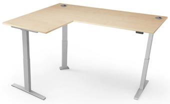 picture of Yo-Yo DESK PRO 3 L-Shape Standing Desk Silver Frame - Oak Desk Top - YYO-YD-PRO-3-S/1400800+600800OAK