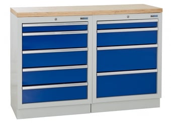 picture of BiGDUG 1361mm Wide Workbench - 5 Drawer Cabinet - 4 Drawer Cabinet - Multiplex Worktop - [BDU-TGC43GBM] - (LP)