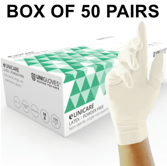 picture of Unicare Latex EN455 Medical Grade Examination Gloves - Natural - Box of 50 Pairs - UGL-P-GS001