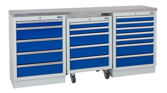 picture of BiGDUG 2041mm Wide Workbench - 1x Roll Cabinet - 5 Drawer Cabinet - 7 Drawer Cabinet - Stainless - [BDU-TGC4R5GBS] - (LP)