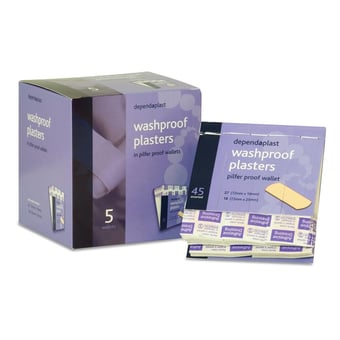 picture of Dependaplast Washproof Pilfer Proof Plasters - Box of 5 x 45 Plasters [RL-907]