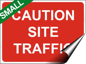 picture of Temporary Traffic Signs - Caution Site Traffic SMALL - 400 x 300Hmm - Self Adhesive Vinyl - [IH-ZT37S-SAV]