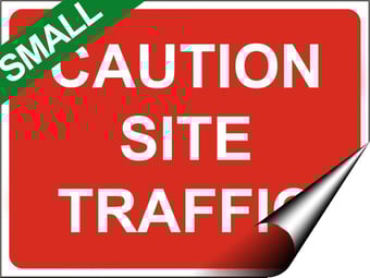 picture of Temporary Traffic Signs - Caution Site Traffic SMALL - 400 x 300Hmm - Self Adhesive Vinyl - [IH-ZT37S-SAV]