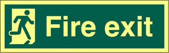 picture of Photoluminescent Fire Exit Sign LARGE - Man on Left - 600 x 150Hmm - Self Adhesive Rigid Plastic - [AS-PH14-SARP]
