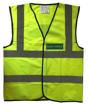 picture of Retroreflective First Aider Printed Front and Back - Yellow Hi-Vis Vest - ST-35241-FA