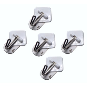 picture of Amtech 5 Piece Small Removable Self-adhesive Metal Hook Set - 3.4cm x 3.4cm - [DK-W8305]