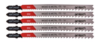 picture of Amtech 5 Piece Wood and Metal Jigsaw Blade Set - AMT345XF - [DK-M1616]