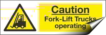 picture of Caution Fork-Lift Trucks Operating Sign - 300 x 100Hmm - Self Adhesive Vinyl - [AS-WA58-SAV]