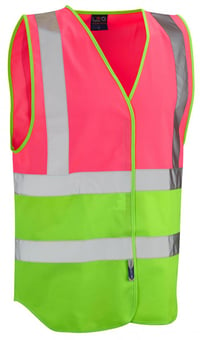 picture of Pilton - Dual Colour Reflective Waistcoat - Pink/Lime Green - Non EN471 - LE-W05-PK/LM - (DISC-R)
