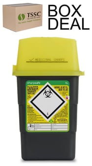 picture of Sharpsafe Recycled Sharps Bin - Yellow Lid - 1L - Box Deal of 100 - [IH-VC-51602430]