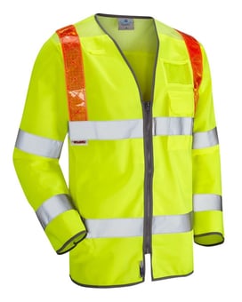 Picture of Barbrook Yellow Hi Vis Long Sleeve Traffic Management Waistcoat - Reflective Orange/Red Shoulder Braces - LE-S13-Y