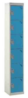 picture of QMP Tool Charging Locker - Solid Door - RCD Plug - 6 Compartment - Light Blue - 1800H x 300W x 450D mm - [QM-BR1830456USX]