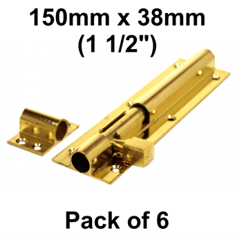 picture of PB Wide Straight Barrel Bolt - 150mm x 38mm (1 1/2") - Pack of 6 - [CI-DB60L]