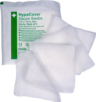 picture of Absorbent Cotton Gauze Swabs - Box of 20 Packs of 5 - 7.5x7.5cm - [SA-D7871PK20]